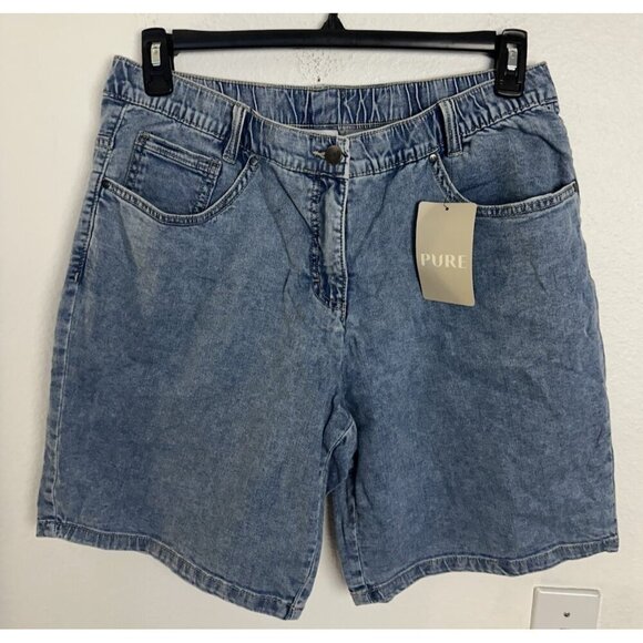 Pure By Ulla Popken Shorts Women’s Size 14 Blue Burmuda New - Picture 13 of 14